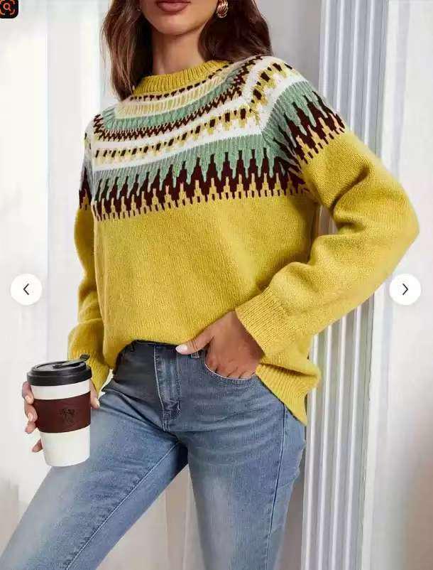 Европейский и американский осенне-зимний женский объемный жаккардовый свитер из акрила