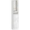 Tall Bathroom Cabinet With Mirror And Adjustable Shelf High Gloss White
