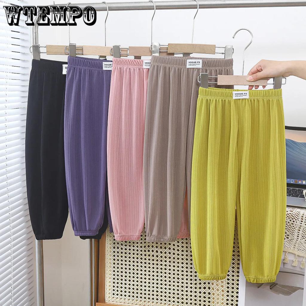 Детские повседневные штаны с защитой от комаров, летние шаровары с тонким поясом для девочек