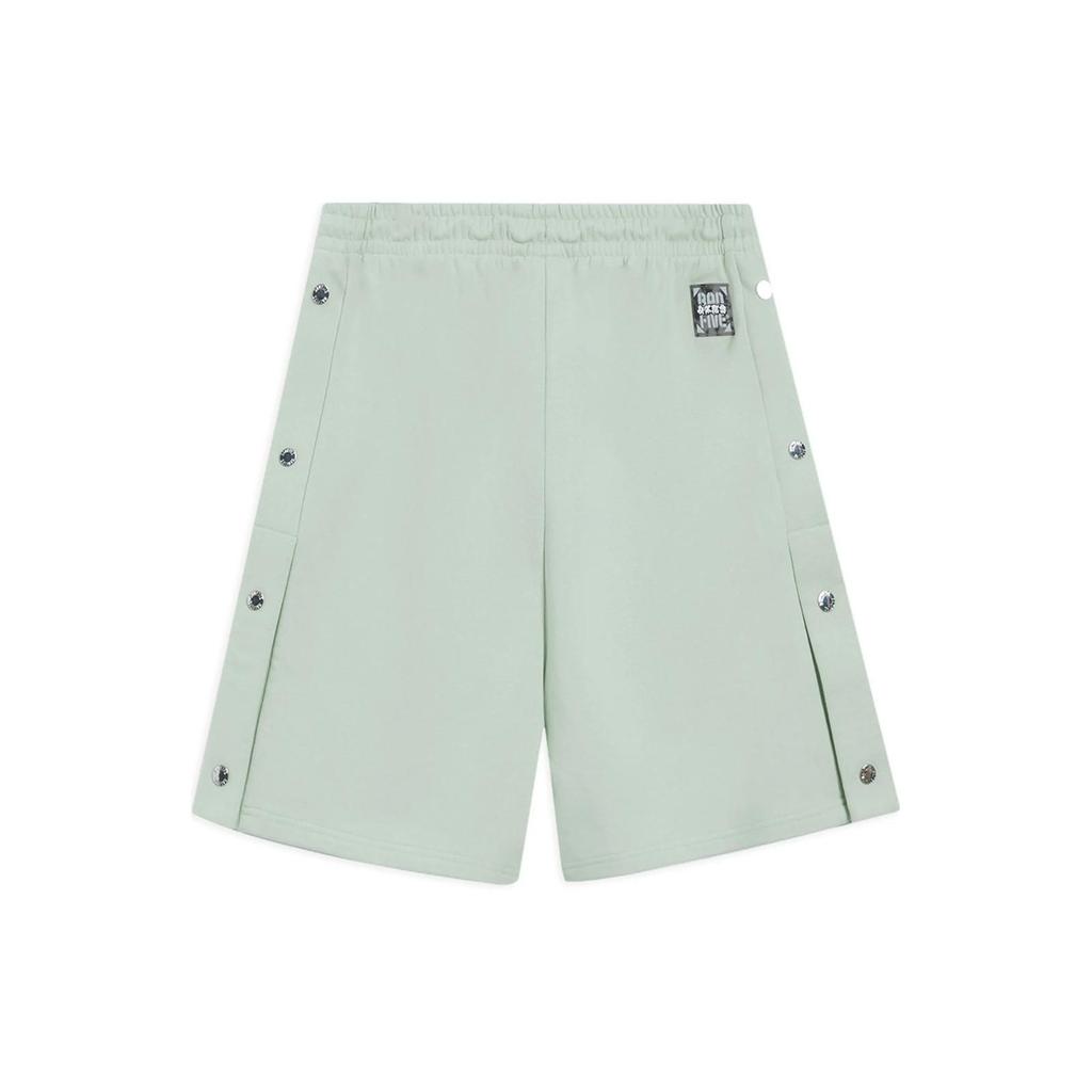 Li-Ning Anti-Wu Series Solid Color Side Button Straight Loose Casual Shorts Men Bottoms Foam-Green AKSS375-2