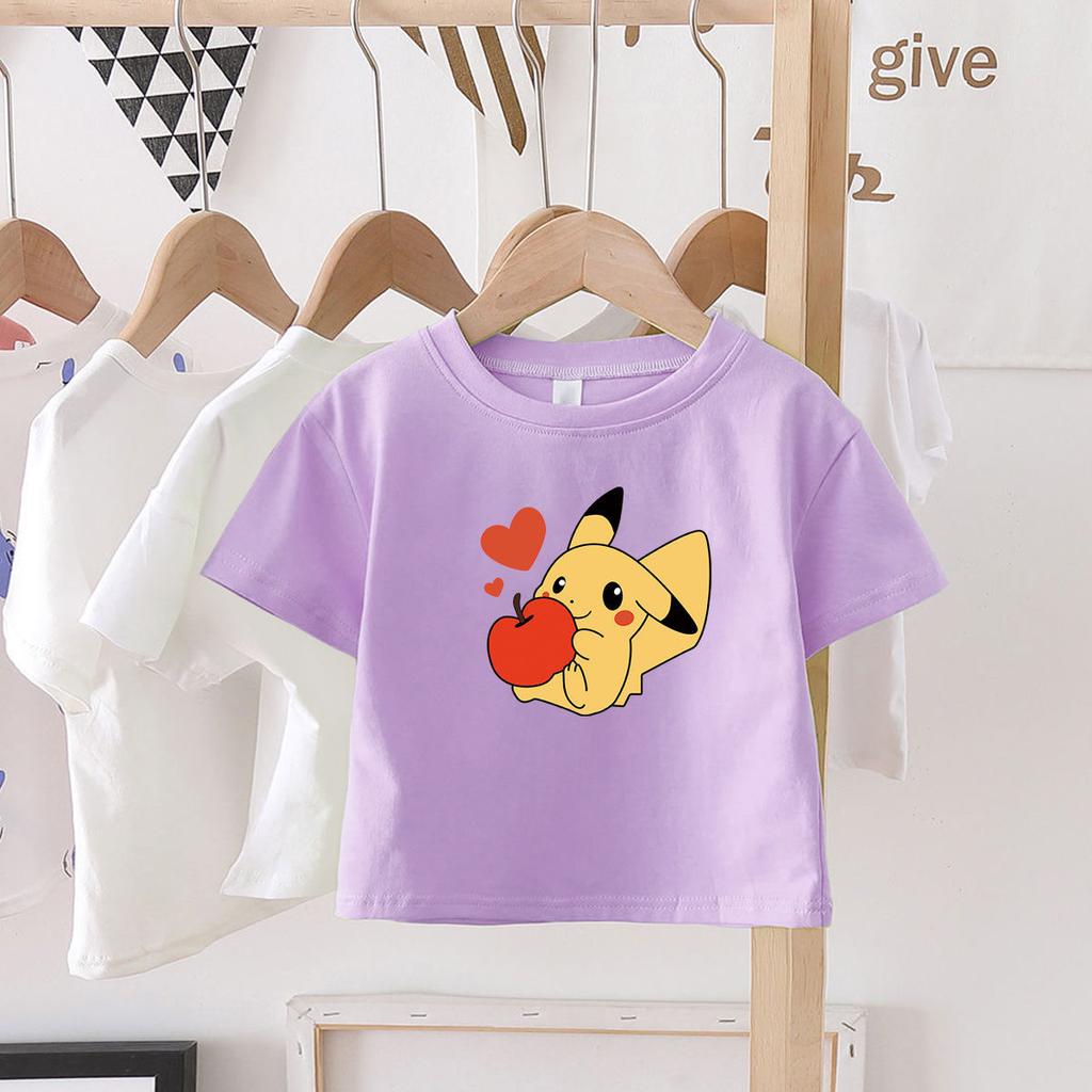 Летние детские футболки с милым принтом, топы с короткими рукавами, свободные футболки в корейском стиле с круглым вырезом для детей, девочек и мальчиков