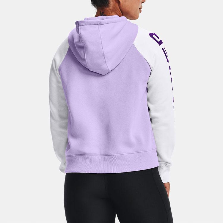 Under Armour Свободная флисовая толстовка с капюшоном с логотипом и цветными блоками, женские толстовки с капюшоном, фиолетовые 1365861-532
