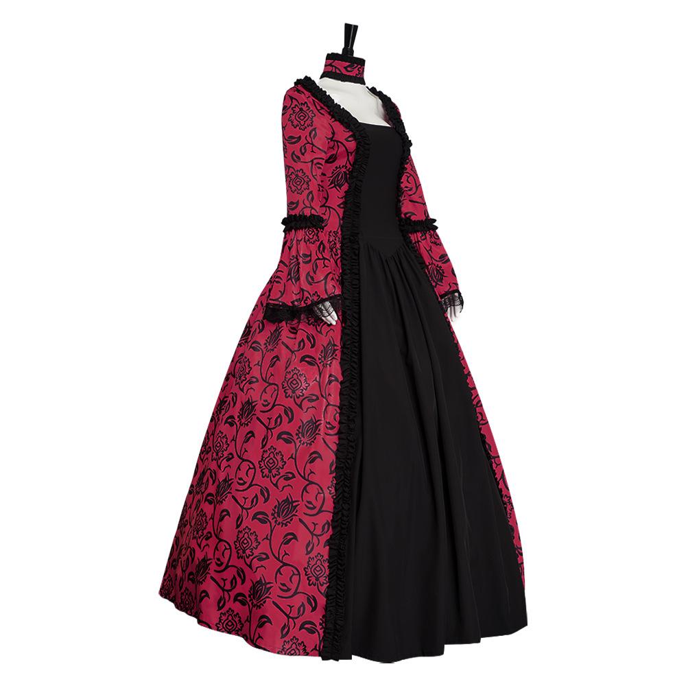 Medieval gothic women's clothing, court vintage print dress cosplay cosplay cos clothing factory