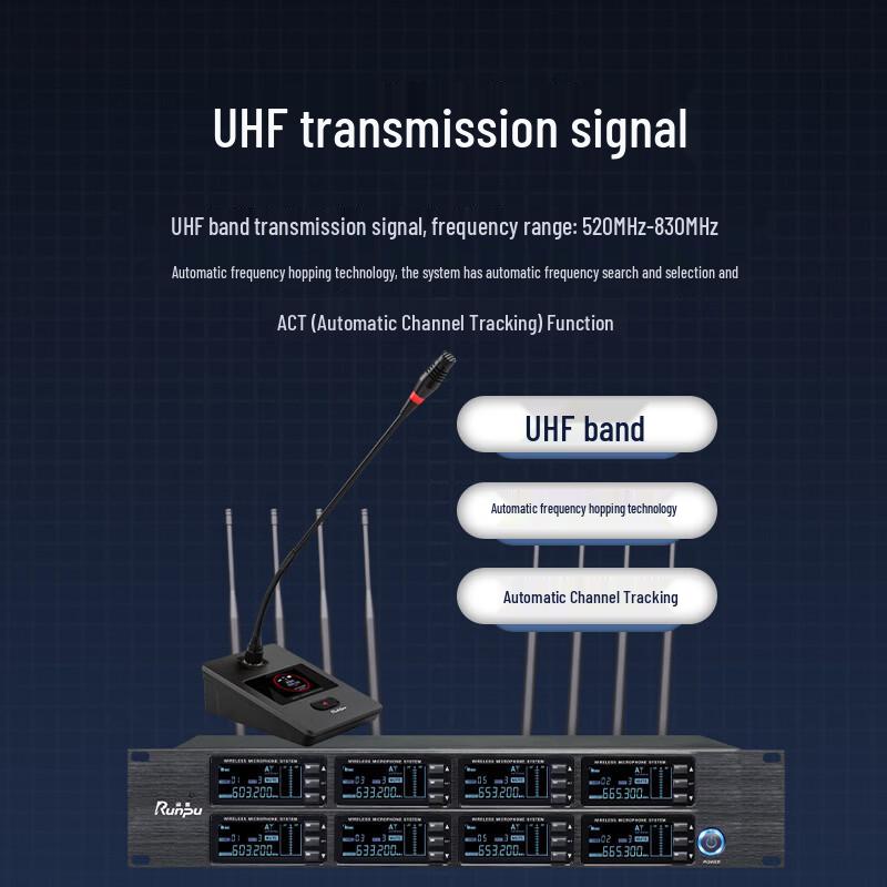 Runpu UHF Wireless 8-Channel Gooseneck Conference Microphone System RP-SU98E (CN version)