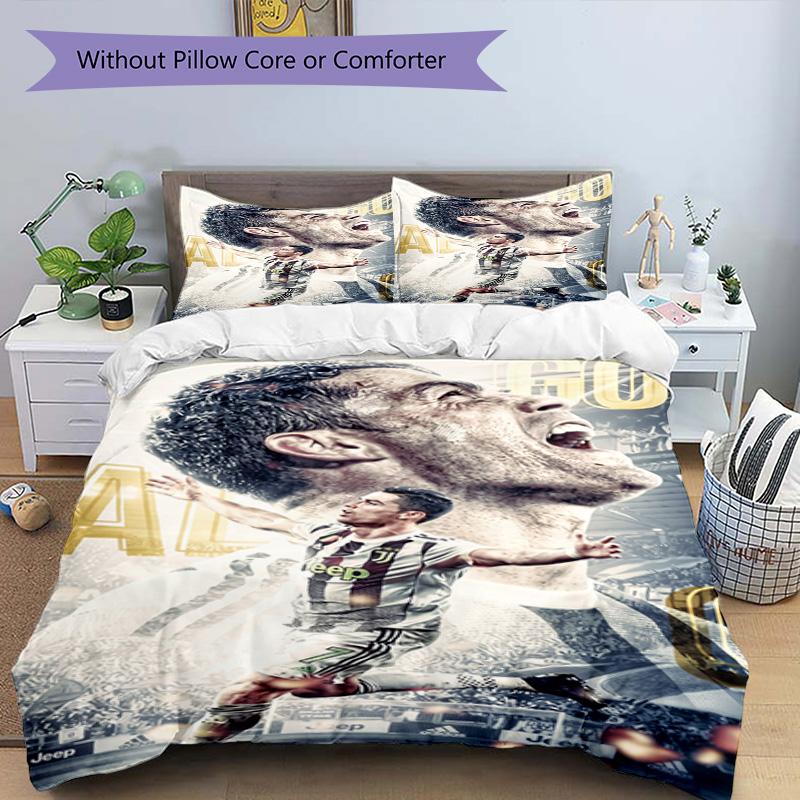 Ronaldo's Real Madrid Player Action Bedding Set, Breathable Duvet Cover with Pillowcases, Soft Bed Linen for Bedroom Home Decoration, Perfect Festival