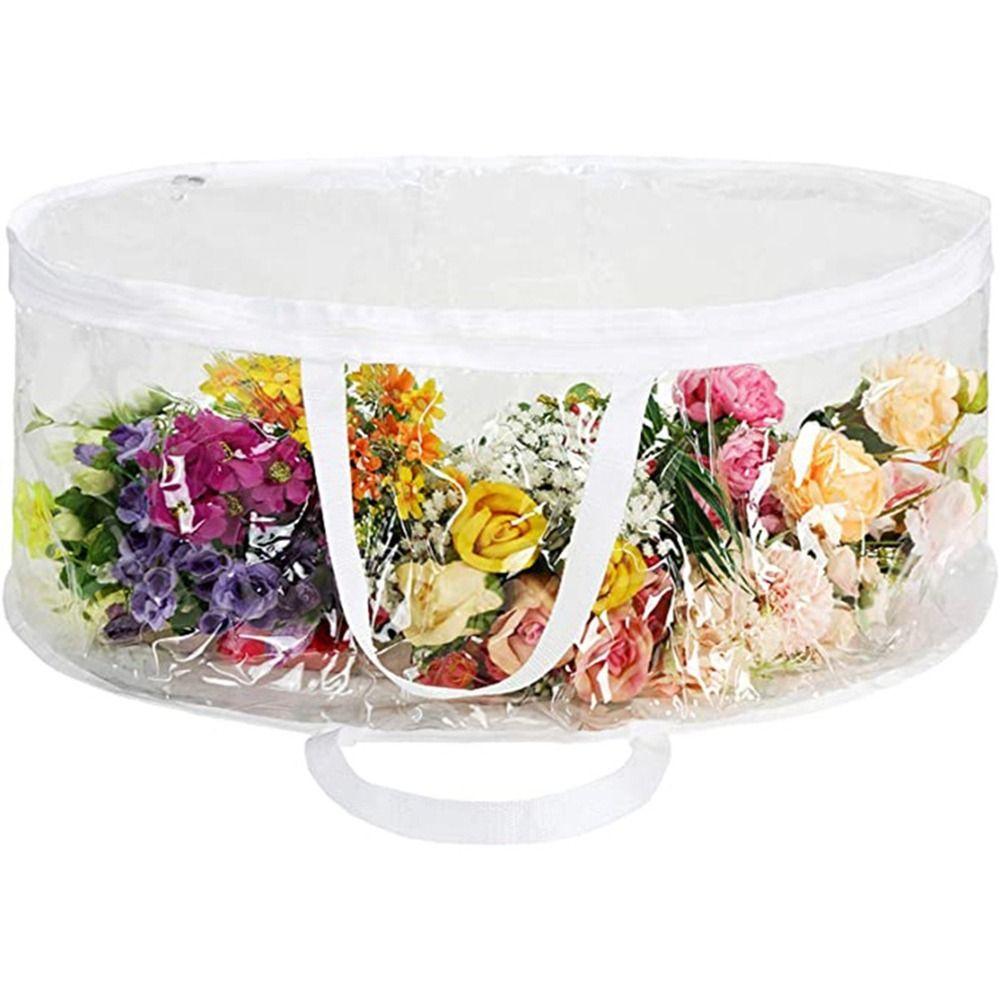 Round Wreath Storage Bag PVC Wreath Zippered Container Practical Garlands Storage Bag  for Home