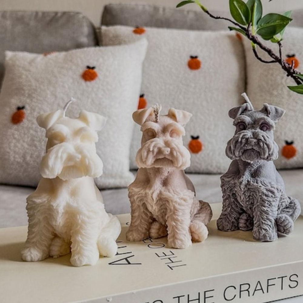 Schnauzer Dog Wax Candle Silicone Mould 3D Puppy Plaster Resin Mold Handmade Drip Glue Car Decor DIY Animal Scented Candle Gifts