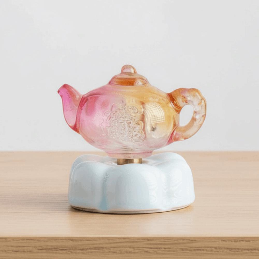 Rotatable Spinning Car Ornament Creative Mini Tea Pot Statue Tabletop Ornaments