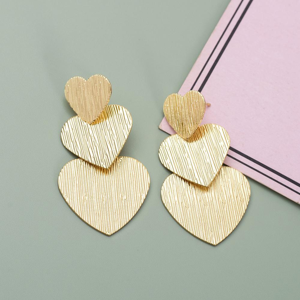 Silver and Gold Color Classics Stripe Heart Earrings for Women Vintage Elegant Valentine's Day Gift Daily Wear Stud Jewelry