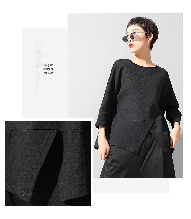 Женская темная футболка в стиле пэчворк 'Европейский и американский', бэби-долл - с коротким рукавом, свободного кроя, модный повседневный летний топ