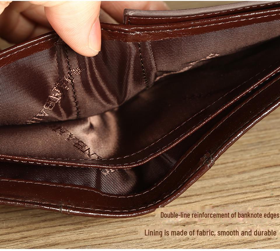 Мужской короткий кошелек Manbang из воловьей кожи с блокировкой RFID