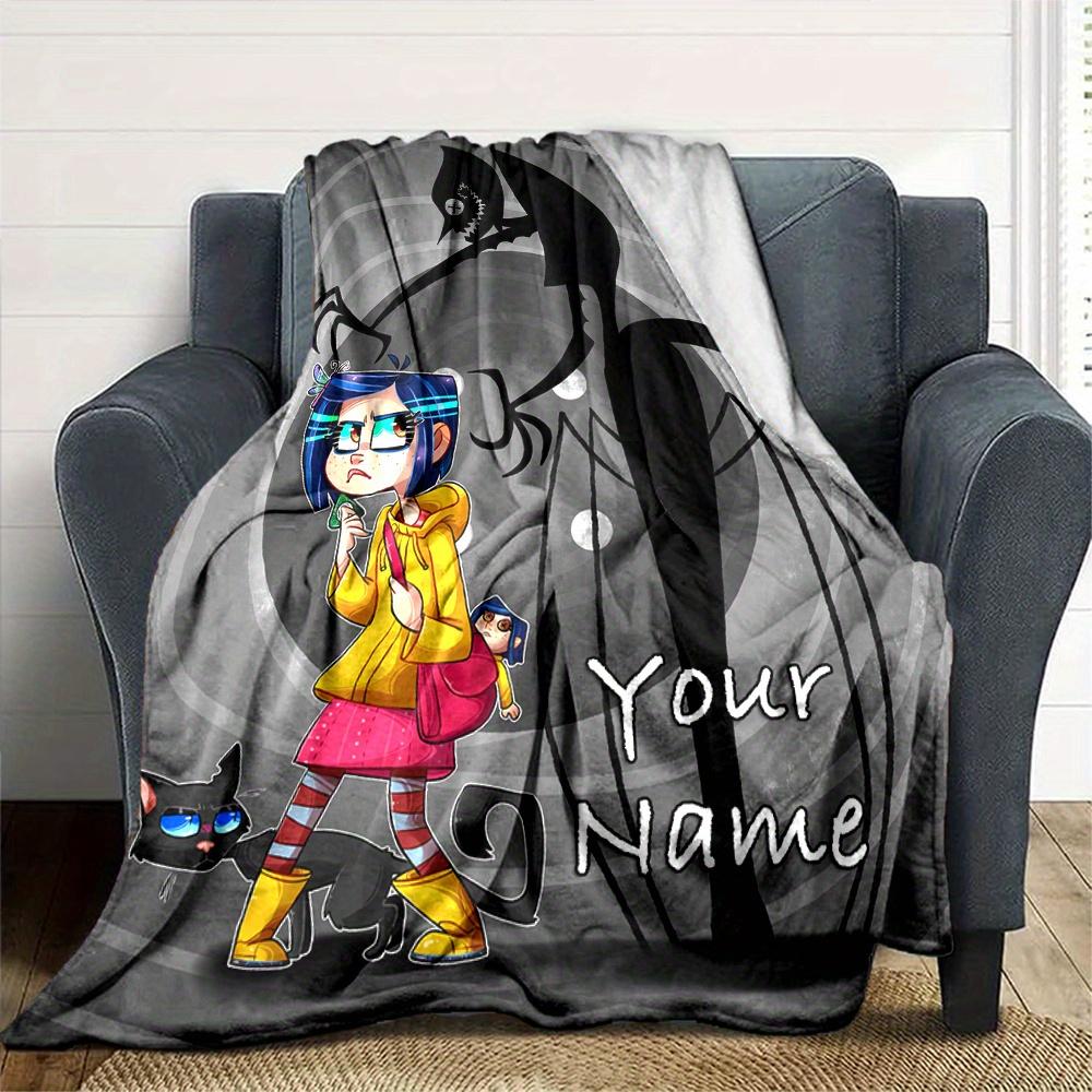Coraline Flannel Blanket With Personalized Name Comfortable All Season Suitable For Sofas Beds Travel Camping Office Decoration Perfect Gift For