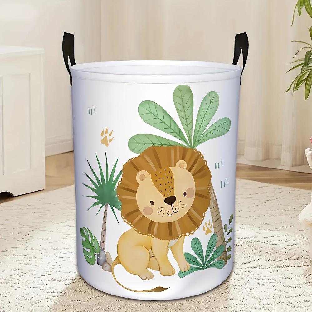 1pc Cute Lion Laundry Basket - 'Wild Animal Storage Bin with Lion-Shaped Lid And Handle, Durable Clothes Box for Room, Bathroom Storage - Lion Cub Toy