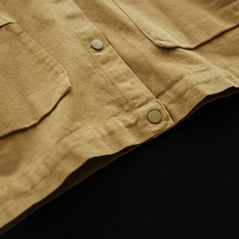 Cotton Jacket Women Autumn Short Casual Button Jacket Loose Simple Large Size Long Sleeve Tops