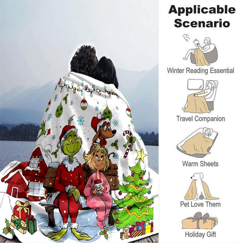 Christmas Grinch Friends Blanket Soft Throw Blanket For Home Bedroom Bed Sofa Travel Office Solid Christmas Blanket