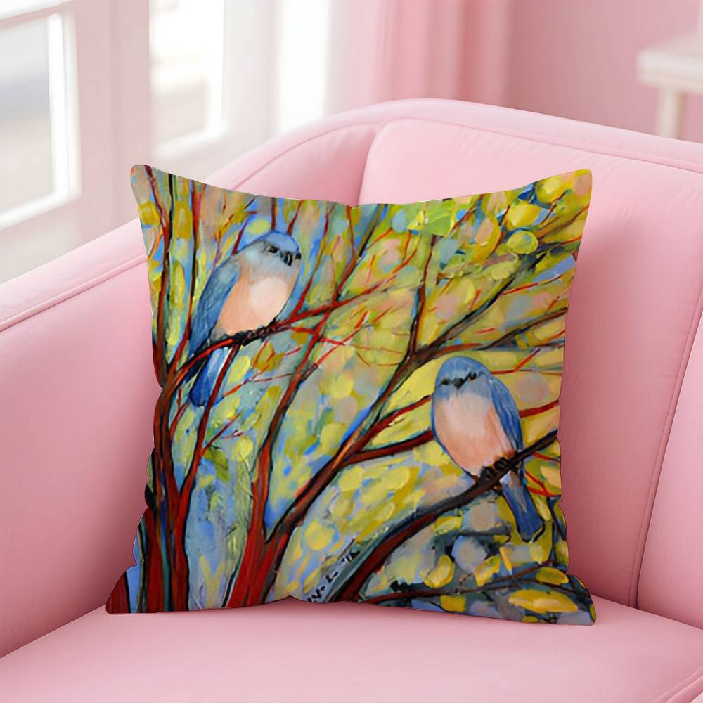 Abstract Paint Colorful Pillow Case Anti-dustmite Pillow Invisible zipper silky short plush Sofa cushion cover