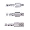 3 PCS Electroplating Finished Socket Adapters 1/4" 3/8" 1/2" Square Socket Drives 360 Degree Rotatable Swivel Socket Set