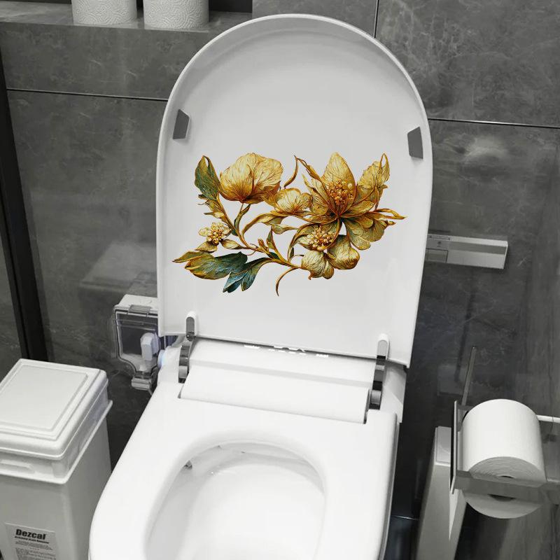 Золотые цветочные настенные наклейки самоклеящиеся для спальни ванной кухни двери украшения съемные прочные домашний декор