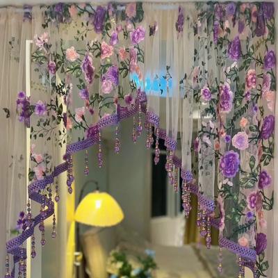 Роскошная деревенская вышивка, кружевная штора с цветочным узором для кухонного окна, винтажная тюлевая штора с бисером для фермерского дома, треугольная маленькая штора