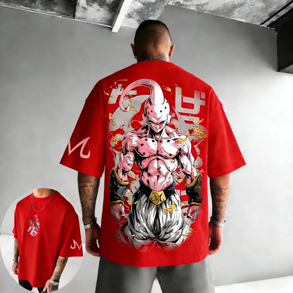 Dragon Ball Anime Majin Buu Printed T-shirt Men's Women's Loose Casual Harajuku Oversized Short Sleeve Casual Loose High Quality Female Male Clothing