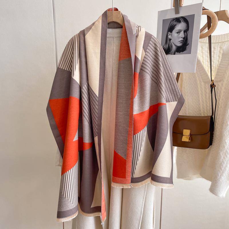 Осенне-зимний шарф для женщин, пашминовые шали и палантины, кашемировое одеяло, теплые толстые палантины для женщин, для активного отдыха, Bufanda 2023, новый принт