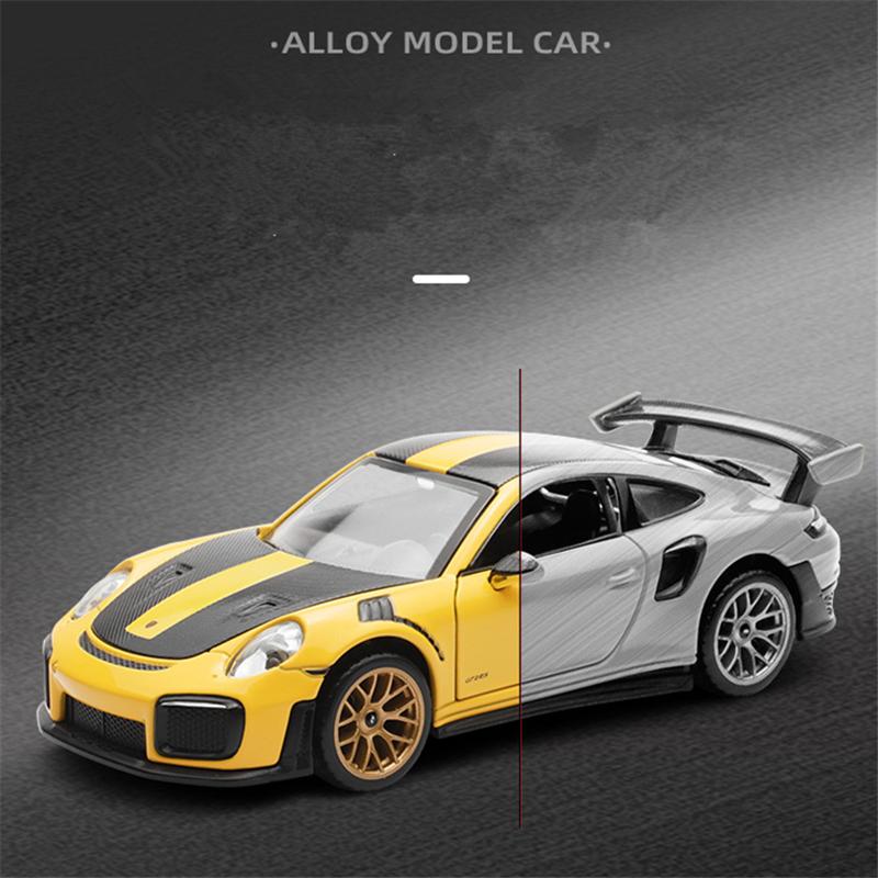 AABKQ1 1:32 Porsche 911 GT2 RS Alloy Sports Car Model Diecasts Metal Racing Car Model Simulation Sound Light Collection Kids Toys Gifts