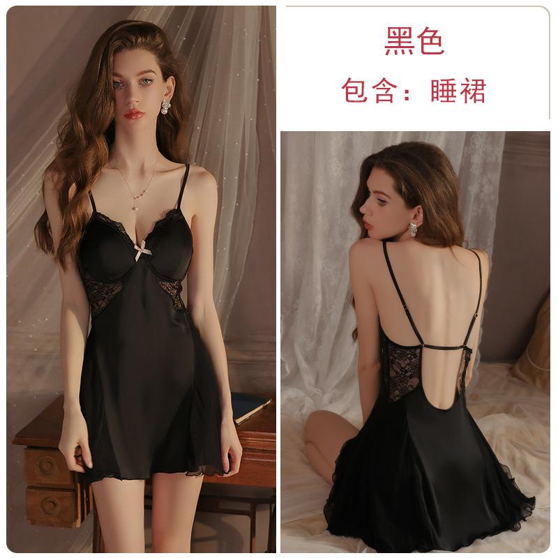 Women's Plus Size Satin Deep V Push Up Padded Cami Sleep Dress Set