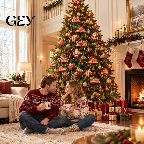 Christmas Wall Hanging Decor 12/24/36Pcs Wooden Ornaments, Santa Claus Red Truck Decorations with Rope, Xmas Window Tree Pendant, Holiday for