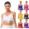 Womens Salsa Dance Top Latin Performance Wear V Neck Sleeveless Crop Top Crisscross Back Fringe Detail
