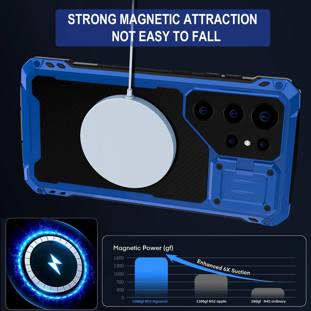 Для Samsung S24 S23 S25 S26 Ultra IP54 Водонепроницаемый Алюминиевый Металлический Магнитный Чехол Противоударный Защита Камеры Подставка Пленка на Экран