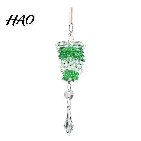 Christmas Garland Decor Acrylic Pine Cone Pendant with Faux Crystal Drop, Tree Elegant Hanging Xmas Baubles Ornaments, Transparent Gradient