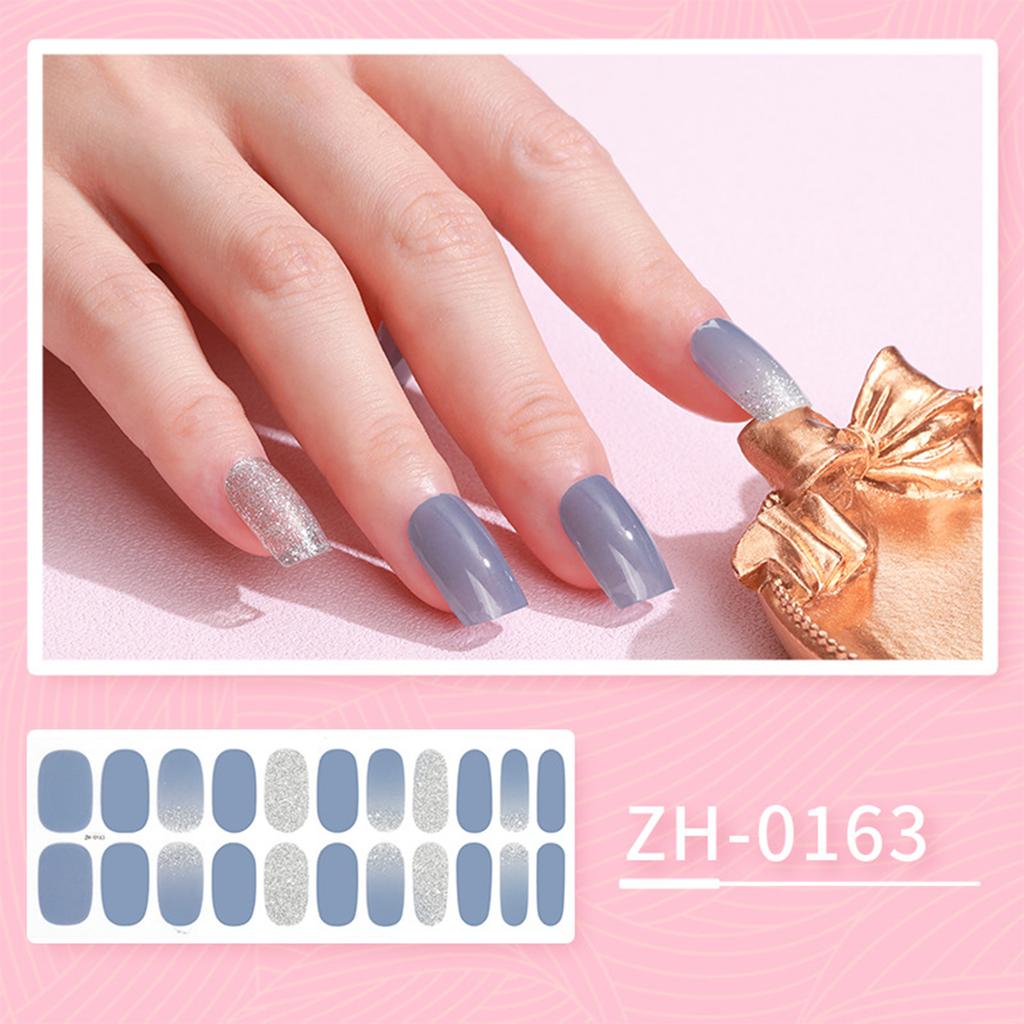 22 Finger Manicure Stickers Nail Polish Film Nail Stickers 5D Bronzing Waterproof Adhesive Nails Summer Hybrid