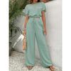 Waist Up Shirt Wide Leg Pants Set Pure Color Waist-Controlled Top High Waist Loose Pants Suit