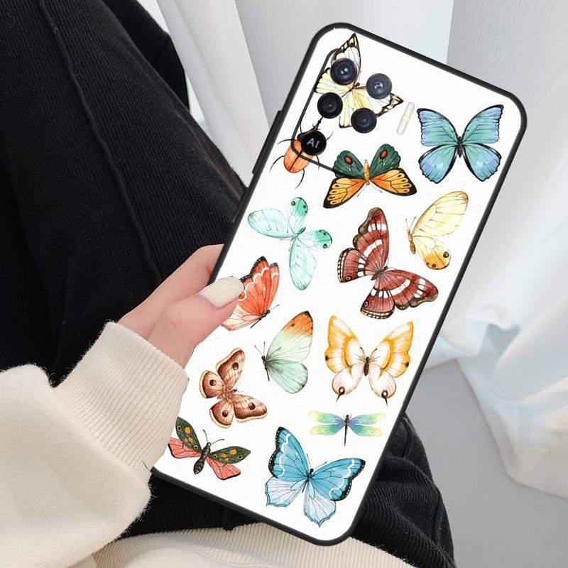 Butterfly Flower Case For Oppo A54 A74 A94 A18 A57 A17 A77 A38 A58 A78 A98 A80 A60 A40 A96 A76 A16 A15 A5 Pro
