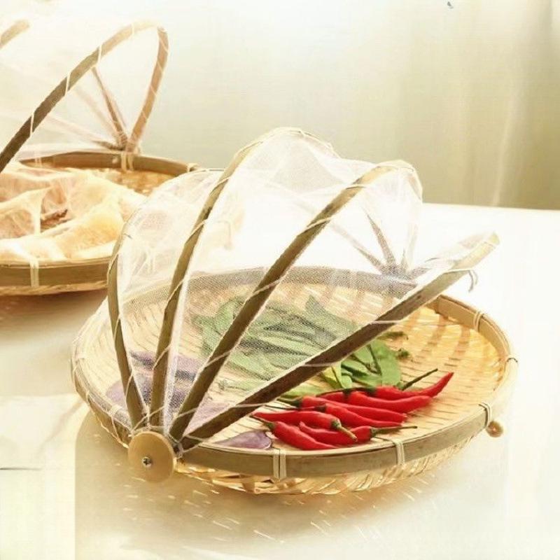Бамбуковое сетчатое сито-корзина для сушки и хранения продуктов, защищающее от насекомых.