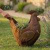 Country Style Home Garden Accents Rustic Rooster Ornament, Weather Resistant Flowerpot, Metal Sculpture Backyard Patio Landscaping for Outdoor