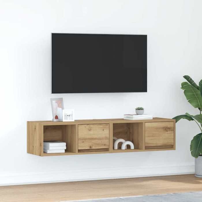 VidaXL TV Furniture 2 Pcs Artisan Oak 60x31x25.5cm Engineered Wood, TV Stand, Hi-fi Cabinet, Entertainment Center, 861453