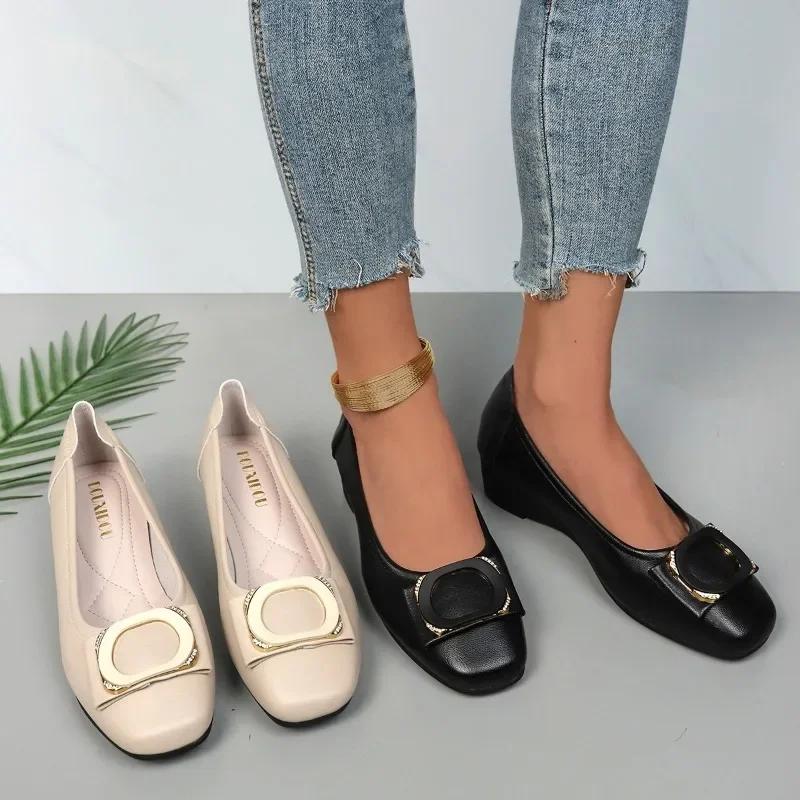 Модные Элегантные 2024 Новые Горячо продаваемые Универсальные Однотонные Удобные Слипоны Женская Обувь Новые Балетки Круглый Носок Женские Лоферы
