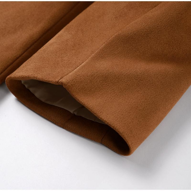 Loose Vintage Suede Jackets Women Lapel Single Breasted Long Sleeves Pockets Blazer Jacket Autumn Maillard Outerwears