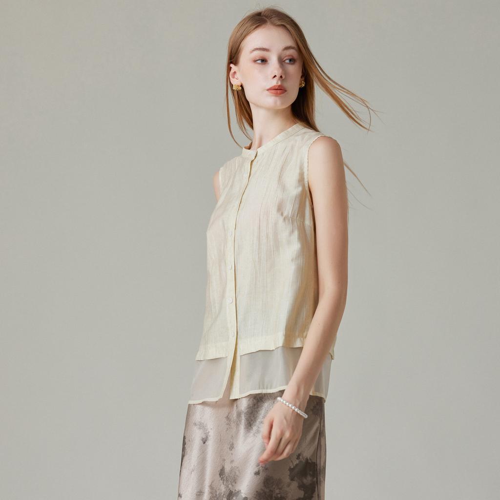 Light Chinese Style Stand-Up Collar Shirt