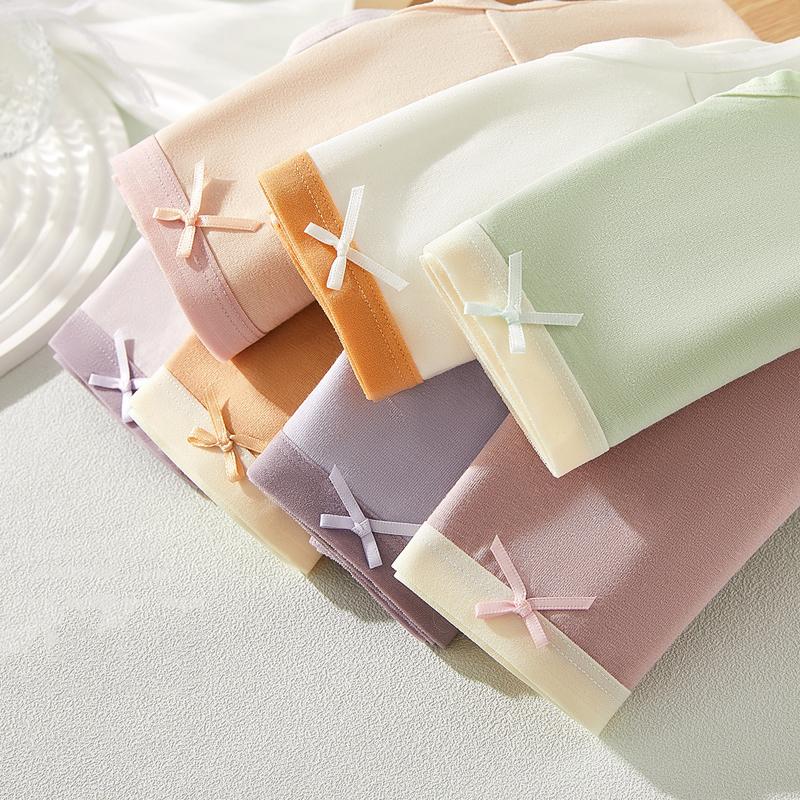 7Pcs Cotton Panties Women Breathable Underwear Cute Bow Girls Briefs Low Waist Ladies Lingeries