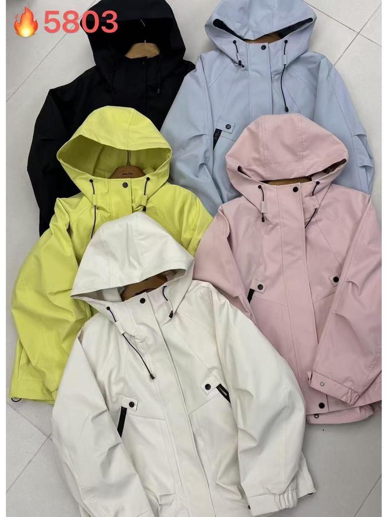 Женская куртка-ветровка с капюшоном свободного кроя - Универсальный корейский стиль, короткий дизайн на кулиске для весны и осени