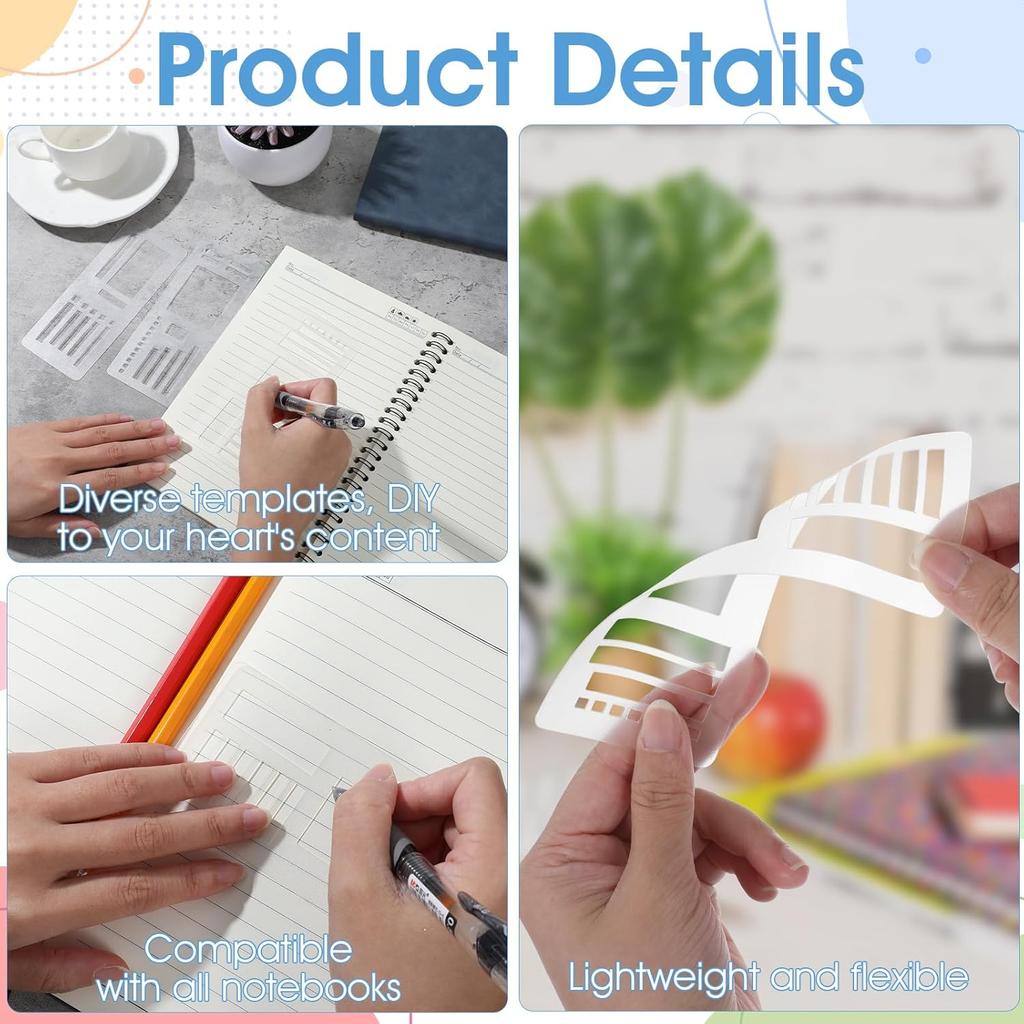 3 Pack Planner Stencil, Handmade Flexible Record Template, Planner Stencils Templates for Journaling Habit Trackers Task Lists & Daily Planning,
