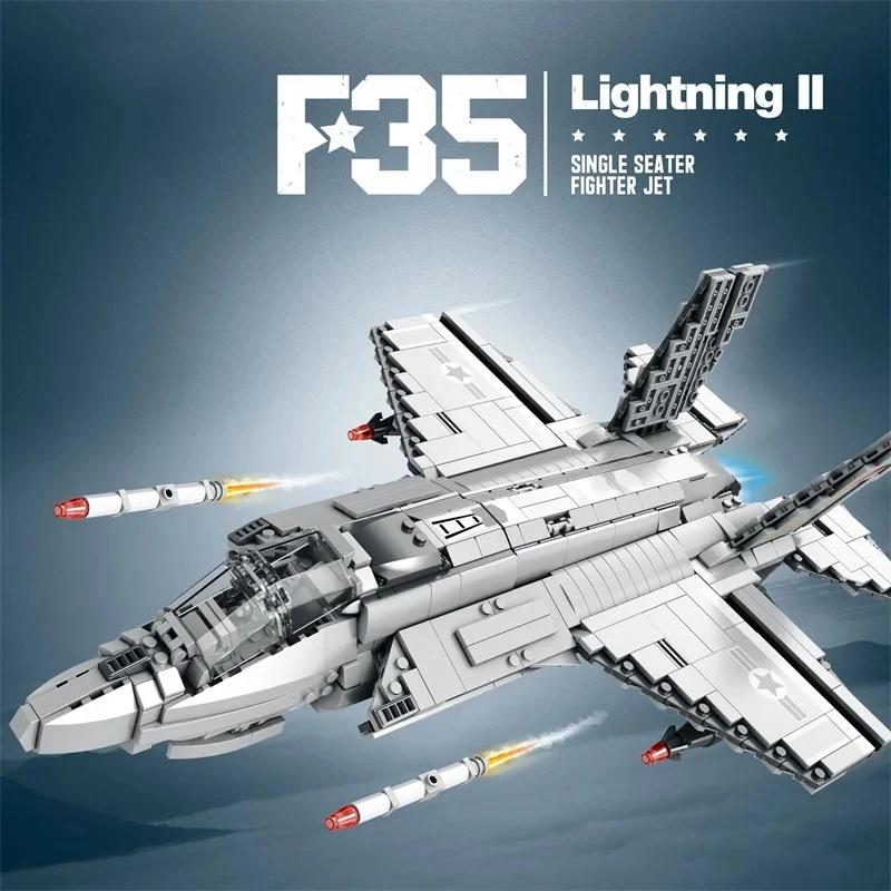 1600 шт. F-35 Lightning II Строительные блоки Модель Истребителя Бомбардировщик Настольное украшение Образовательные игрушки Подарки для взрослых