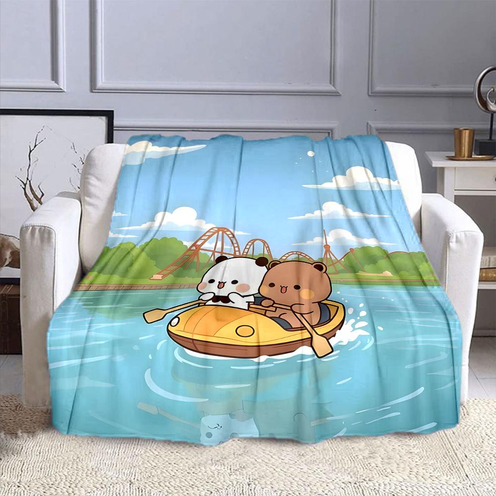 Cute Bears Boating in Amusement Park Patterned flannel blanket perfect for the bedroom living room, sofa, or a little nap