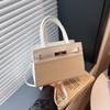 Новая женская сумка-тоут контрастного цвета, модная, высококачественная текстура, на плечо, мессенджер, для通勤, маленькая квадратная сумка