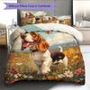 Basset Hound and Grassland Pattern Bedding Home Decoration Birthday Gift (1 * duvet cover + 2 * pillowcase, without core)