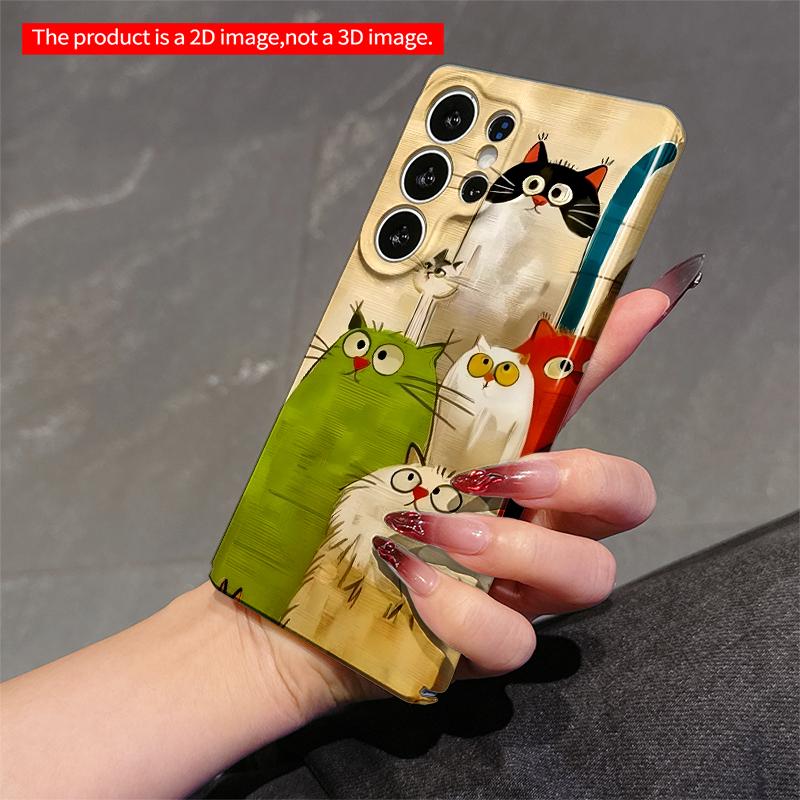 2DFlat Samsung phone case Colorful Cats Gathering Art Phone Case Applicable to Galaxy S22 S23 S24 S25ULTRA S26 A12 A13 A14 A15 A16
