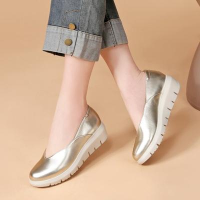 Женские модные туфли на танкетке, весна-лето, легкие мокасины на платформе, женская мягкая подошва, удобная повседневная обувь, размер плюс 42