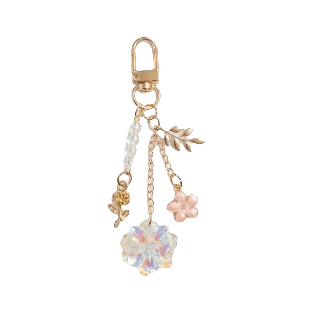 Metal Flower Keychain Beaded Sakura Key Chain Ornaments Cherry Blossom Pendant Bag Key Decor